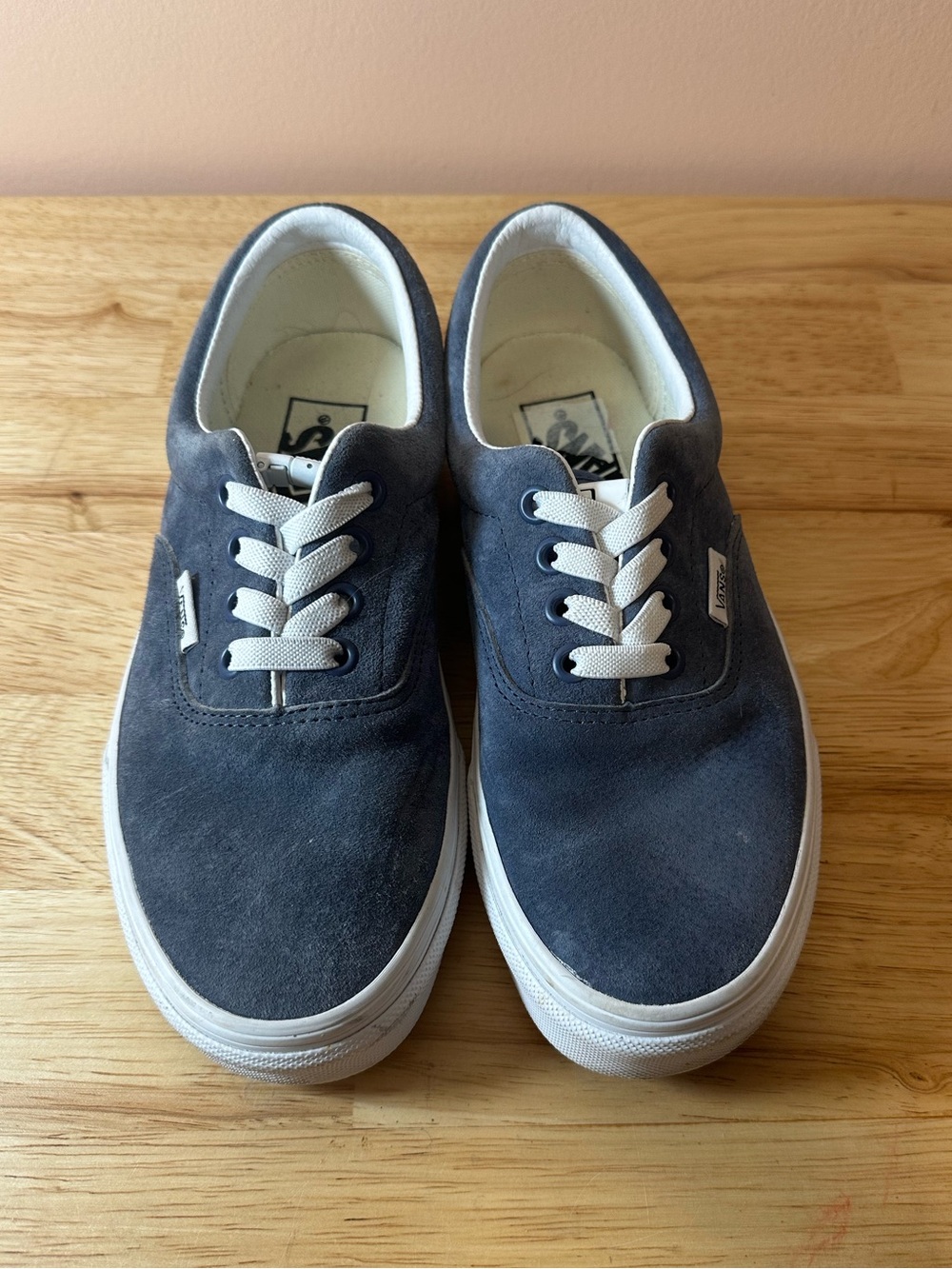 Vans Navy Suede Low-Top Sneakers with White Laces
